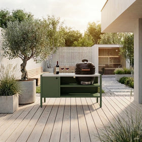 UMAMI Ulkokeittiö Moduuli 3 + musta kamado NORDIC FLAME, vihreä / ruostumaton